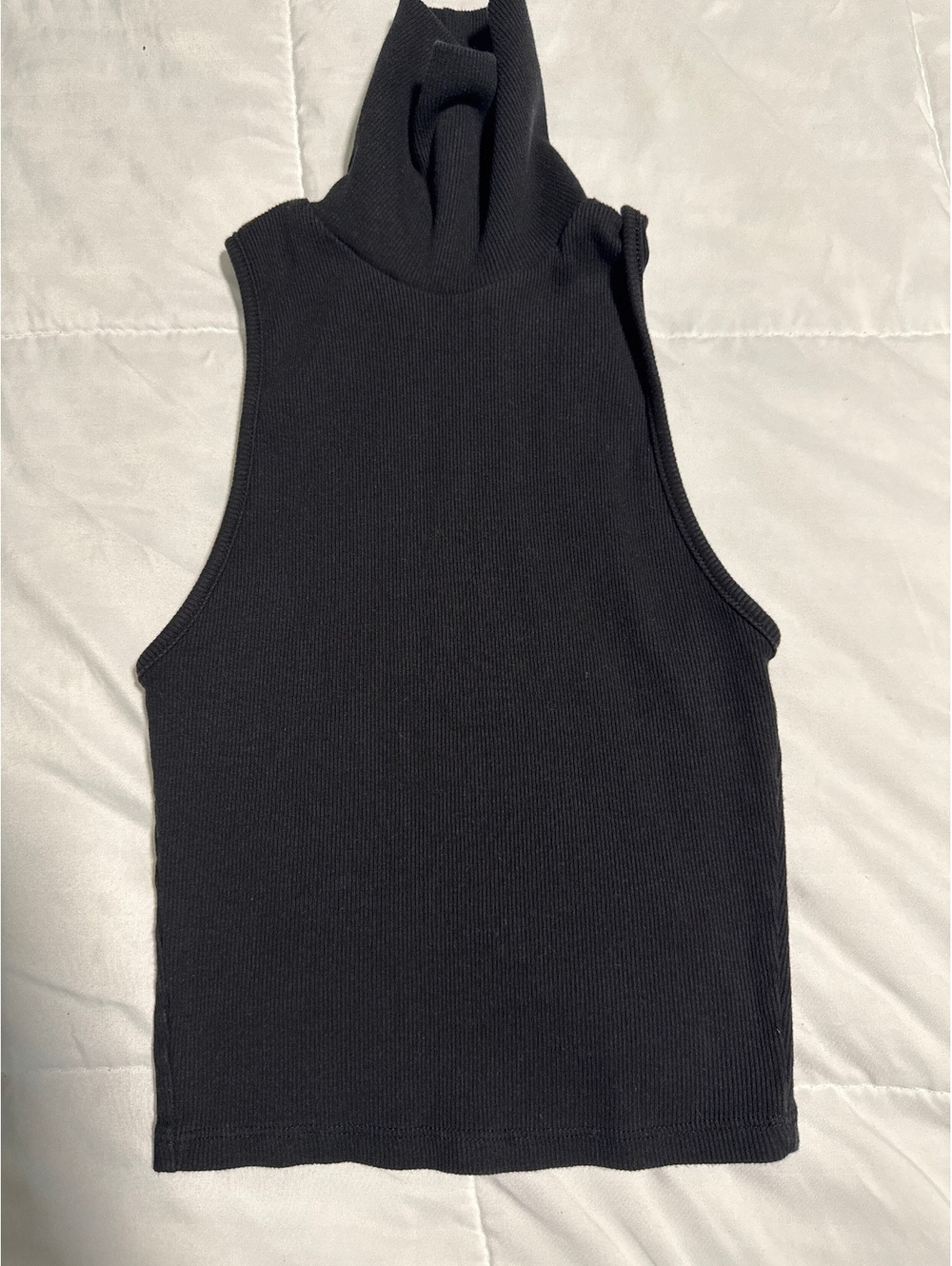 ZARA Black Sleeveless Turtleneck Ribbed Top Size XS